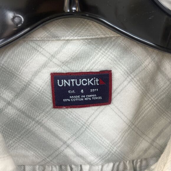 Untuckit Shirt Women’s 4 S Button Up White & Gray Plaid Tencel Muscle Top New - Picture 3 of 5
